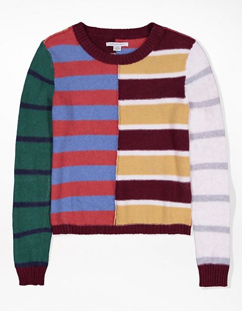 Женские свитеры American Eagle AE Patchwork Crew Neck Sweater
