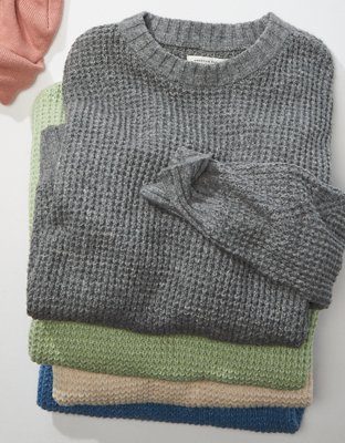 AE Whoa So Cozy Waffle V-Neck Sweater