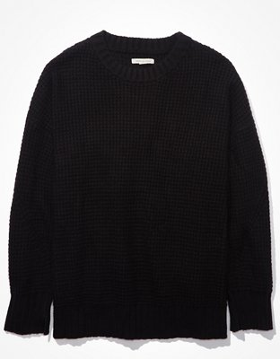 Oversized waffle outlet knit sweater