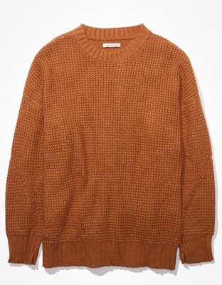 Deep Camel Waffle Knit Sweater - Amy Anne Apparel