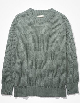 Wholesome Waffle Knit Sweater Green