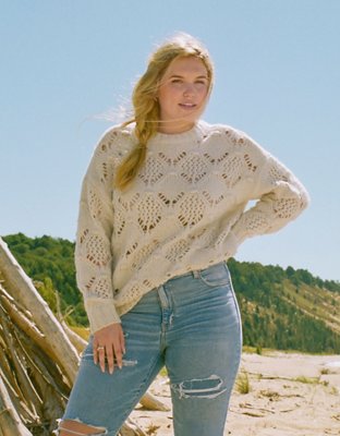 AE Pointelle-Knit Cardigan