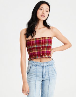 red plaid tube top