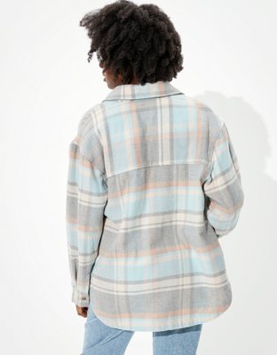 AE Oversized Plaid Shirt Jacket