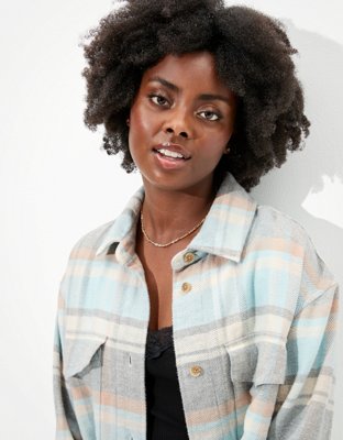 Женские куртки American Eagle AE Oversized Plaid Shirt Jacket — фото 5