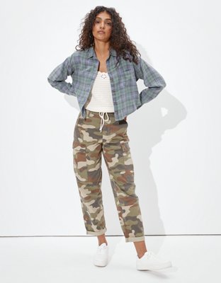 Женские рубашки American Eagle AE Plaid Cropped Button Up Shirt — фото 5