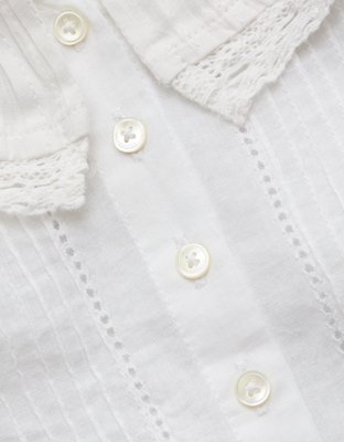 Женская блузка American Eagle AE77 Ruffled-Neck, цвет: Белый — фото 8
