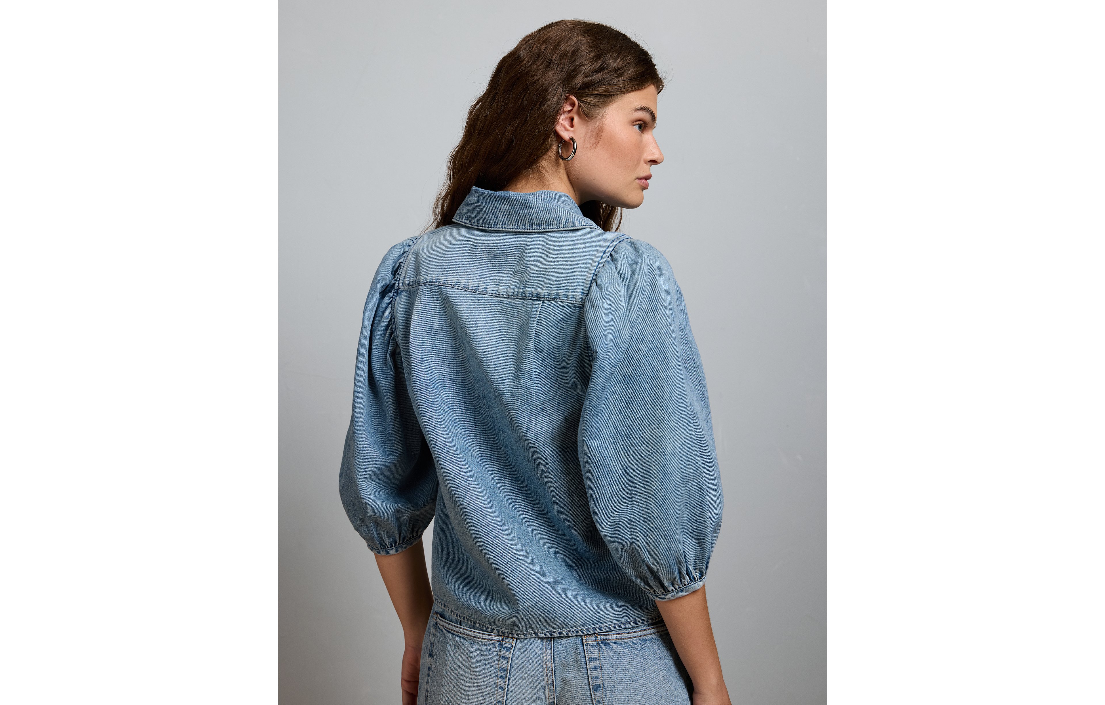 AE77 Puff-Sleeve Denim Shirt