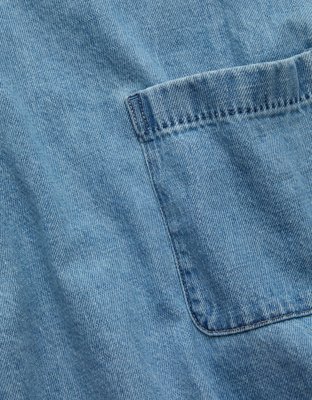 Женский топ American Eagle AE77 Boxy Chambray Top, цвет: Светлая варка — фото 6