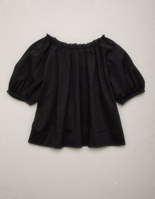 AE77 Puff Sleeve Cropped Top