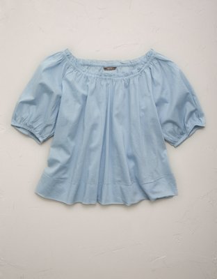 AE77 Puff Sleeve Cropped Top