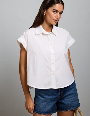 AE77 Cropped Short-Sleeve Shirt from American Eagle - $61.60
