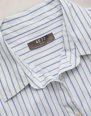 Женская рубашка American Eagle AE77 Cropped Poplin Short-Sleeve, цвет: Светлый синий — фото 6