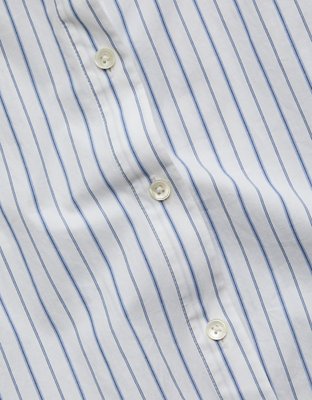 Женская рубашка American Eagle AE77 Cropped Poplin Short-Sleeve, цвет: Светлый синий — фото 7