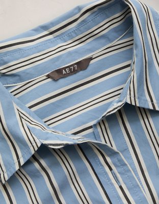 Женская рубашка American Eagle AE77 Premium Oversized Poplin Button-Up, цвет: Синий — фото 6