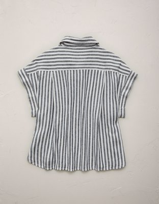 AE77 Boxy Linen-Blend Button-Up Shirt