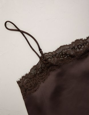 AE77 Satin Slip Lace Cami Top