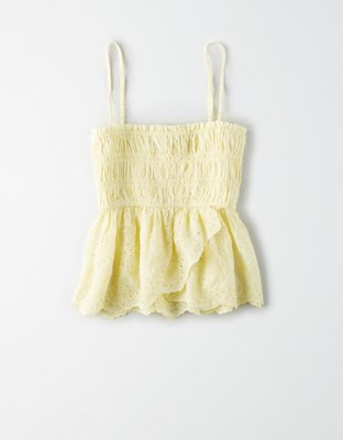 yellow smocked tank top