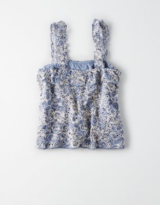Женские топы American Eagle AE Ruffle Strap Crop Top — фото 4