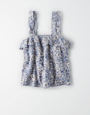 Женские топы American Eagle AE Ruffle Strap Crop Top — фото 3