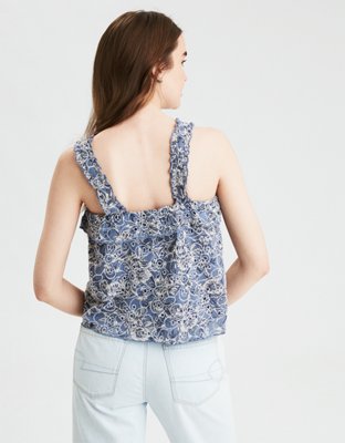Женские топы American Eagle AE Ruffle Strap Crop Top — фото 2
