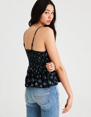 Женские топы American Eagle AE Smocked Button-Up Cami — фото 2