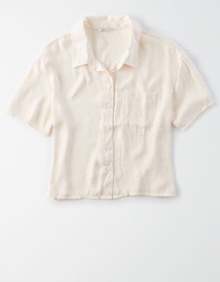 AE Silky Short-Sleeve Button-Up Shirt