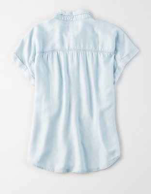 Женские рубашки American Eagle AE Denim Short Sleeve Button Up Shirt — фото 2