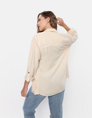 AE Bestie Long-Sleeve Button-Up Shirt