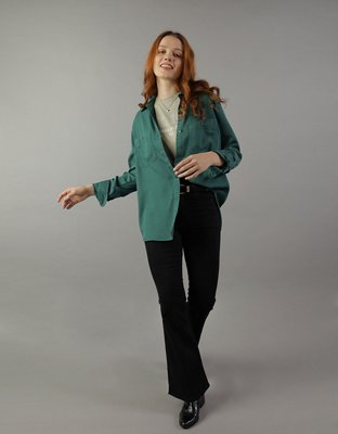 AE Bestie Long-Sleeve Button-Up Shirt