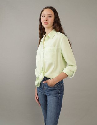 AE Bestie Long-Sleeve Button-Up Shirt