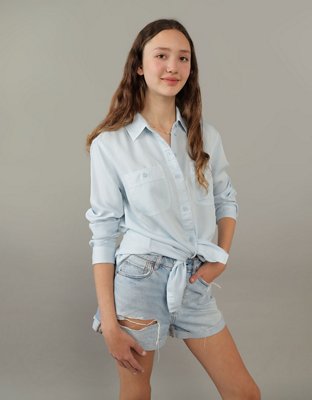 AE Bestie Long-Sleeve Button-Up Shirt