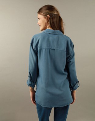 AE Bestie Long-Sleeve Button-Up Shirt