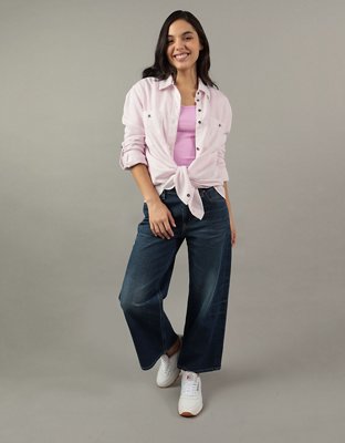 AE Bestie Long-Sleeve Button-Up Shirt