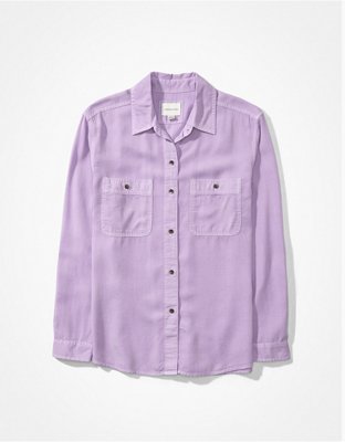 Женские рубашки American Eagle AE Bestie Long-Sleeve Button-Up Shirt — фото 3