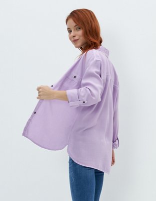 Женские рубашки American Eagle AE Bestie Long-Sleeve Button-Up Shirt — фото 2