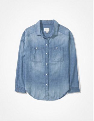 AE Bestie Long-Sleeve Denim Button-Up Shirt