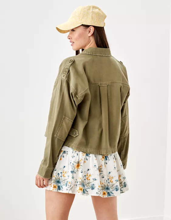 AE Cropped Military Shacket