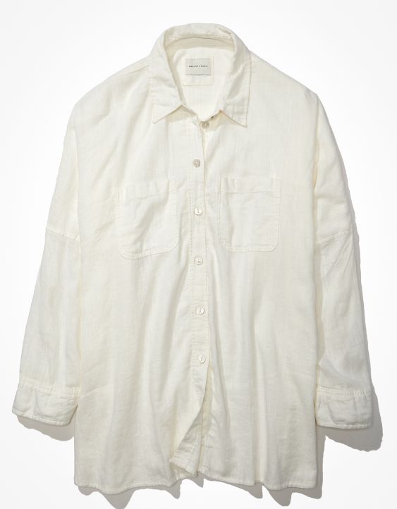 AE Oversized Button-Up Beach Shirt