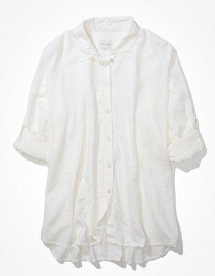 AE Oversized Button-Up Beach Shirt