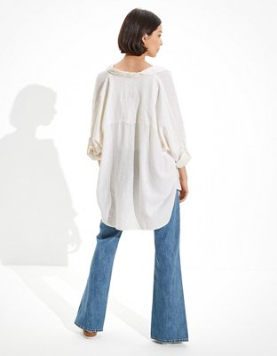 AE Oversized Button-Up Beach Shirt