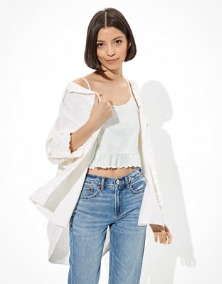 AE Oversized Button-Up Beach Shirt
