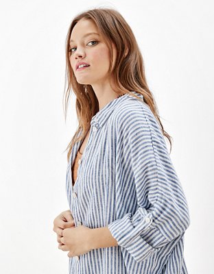 AE Oversized Button-Up Beach Shirt