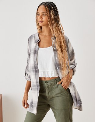 American Eagle AE Oversized Button-Up Beach Shirt