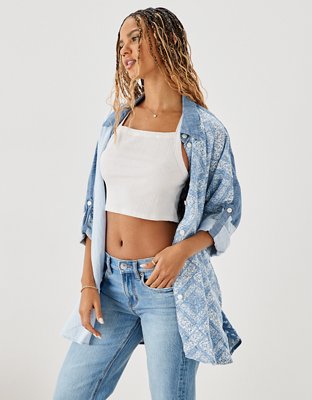 AE Oversized Button-Up Beach Shirt