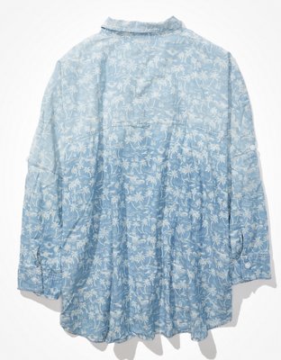 Женские рубашки American Eagle AE Oversized Button-Up Beach Shirt — фото 4