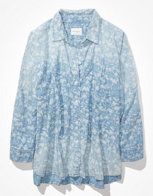 Женские рубашки American Eagle AE Oversized Button-Up Beach Shirt — фото 3