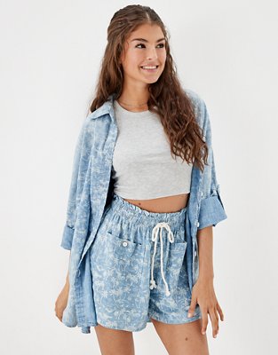 AE Oversized Button-Up Beach Shirt