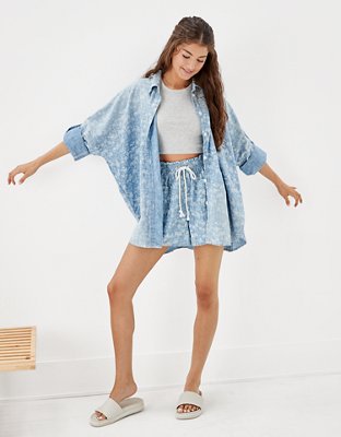 Женские рубашки American Eagle AE Oversized Button-Up Beach Shirt — фото 5