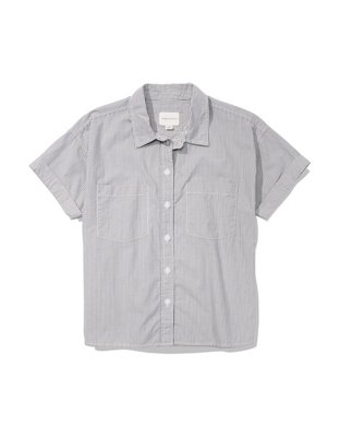 AE Silky Short-Sleeve Button-Up Shirt